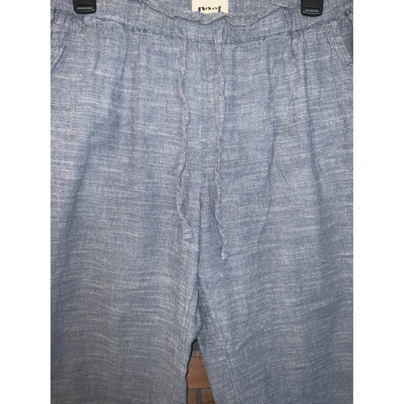 Pact Womens Blue 100% Organic Cotton Wide Leg Crop Pants Paperbag Waist Size L - Picture 2 of 4